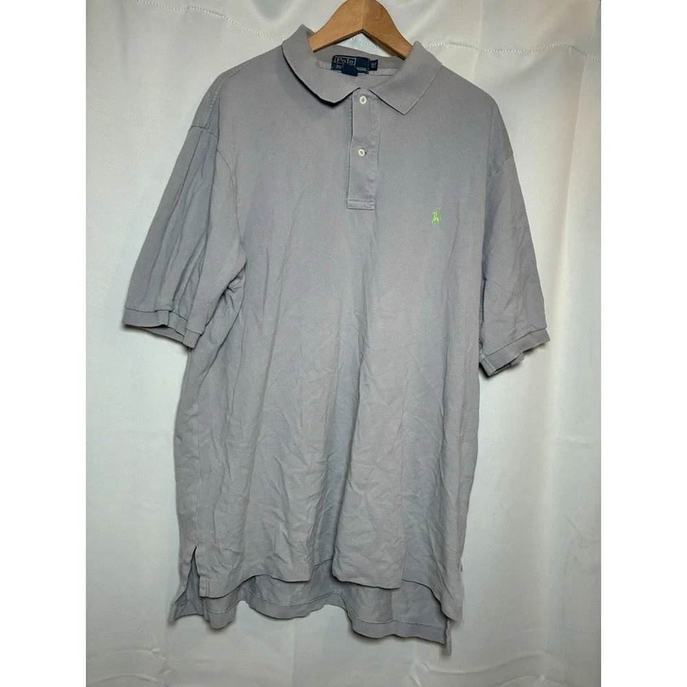 Polo Ralph‎ Lauren Shirt Mens XLT Tall Gray Short Sleeve Mesh Pony Logo Gray